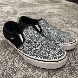 Vans Asher Spots Black Slip On Women's Skate Shoes Size 9.5